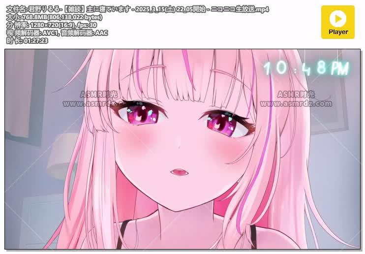 预览图：君野りるASMR-迷人的vtuber模型 | 2025.03.15直播存档 编号：920